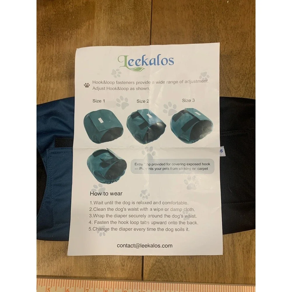 Leekalos MEDIUM Washable Male Reusable Dog Diapers Pack Of 2 Blue & Black